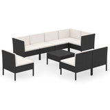 NNEVL 9 Piece Garden Lounge Set with Cushions Poly Rattan Black