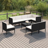NNEVL 9 Piece Garden Lounge Set with Cushions Poly Rattan Black