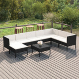 NNEVL 9 Piece Garden Lounge Set with Cushions Poly Rattan Black