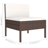 NNEVL 9 Piece Garden Lounge Set with Cushions Poly Rattan Brown