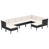 NNEVL 9 Piece Garden Lounge Set with Cushions Poly Rattan Black