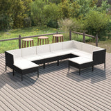 NNEVL 9 Piece Garden Lounge Set with Cushions Poly Rattan Black