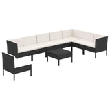 NNEVL 9 Piece Garden Lounge Set with Cushions Poly Rattan Black