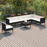 NNEVL 9 Piece Garden Lounge Set with Cushions Poly Rattan Black