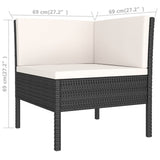 NNEVL 12 Piece Garden Lounge Set with Cushions Poly Rattan Black