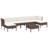 NNEVL 8 Piece Garden Lounge Set with Cushions Poly Rattan Brown