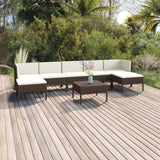 NNEVL 8 Piece Garden Lounge Set with Cushions Poly Rattan Brown
