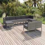 NNEVL 9 Piece Garden Lounge Set with Cushions Poly Rattan Grey