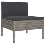 NNEVL 11 Piece Garden Lounge Set with Cushions Poly Rattan Grey