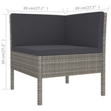 NNEVL 11 Piece Garden Lounge Set with Cushions Poly Rattan Grey