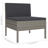 NNEVL 11 Piece Garden Lounge Set with Cushions Poly Rattan Grey