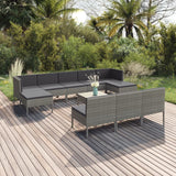 NNEVL 11 Piece Garden Lounge Set with Cushions Poly Rattan Grey
