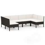 NNEVL 6 Piece Garden Lounge Set with Cushions Poly Rattan Black