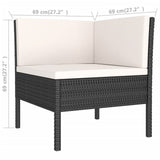 NNEVL 6 Piece Garden Lounge Set with Cushions Poly Rattan Black