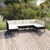 NNEVL 6 Piece Garden Lounge Set with Cushions Poly Rattan Black