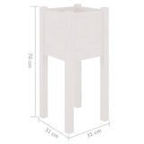 NNEVL Garden Planter White 31x31x70 cm Solid Pinewood