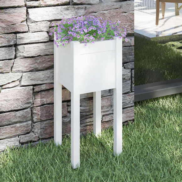 NNEVL Garden Planter White 31x31x70 cm Solid Pinewood