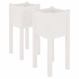 NNEVL Garden Planters 2 pcs White 31x31x70 cm Solid Pinewood