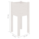 NNEVL Garden Planters 2 pcs White 31x31x70 cm Solid Pinewood