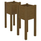 NNEVL Garden Planters 2 pcs Honey Brown 31x31x70 cm Solid Pinewood