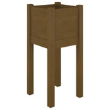 NNEVL Garden Planters 2 pcs Honey Brown 31x31x70 cm Solid Pinewood