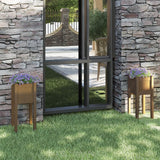 NNEVL Garden Planters 2 pcs Honey Brown 31x31x70 cm Solid Pinewood