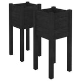 NNEVL Garden Planters 2 pcs Black 31x31x70 cm Solid Pinewood