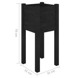 NNEVL Garden Planters 2 pcs Black 31x31x70 cm Solid Pinewood