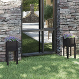 NNEVL Garden Planters 2 pcs Black 31x31x70 cm Solid Pinewood