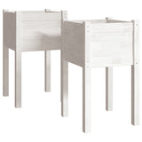 NNEVL Garden Planters 2 pcs White 40x40x70 cm Solid Pinewood