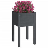 NNEVL Garden Planter Grey 40x40x70 cm Solid Pinewood