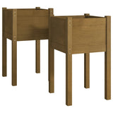 NNEVL Garden Planters 2 pcs Honey Brown 40x40x70 cm Solid Pinewood
