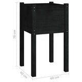 NNEVL Garden Planter Black 40x40x70 cm Solid Pinewood