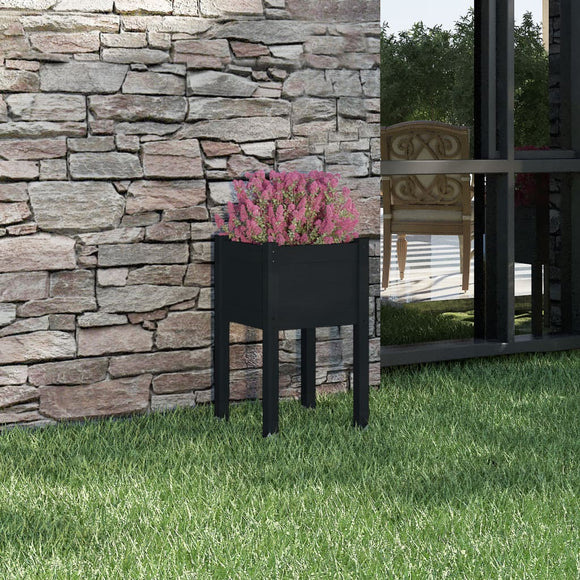 NNEVL Garden Planter Black 40x40x70 cm Solid Pinewood