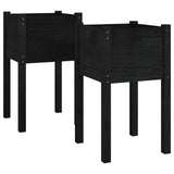 NNEVL Garden Planters 2 pcs Black 40x40x70 cm Solid Pinewood