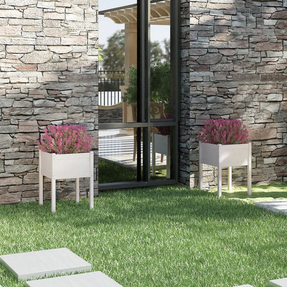 NNEVL Garden Planters 2 pcs White 50x50x70 cm Solid Pinewood