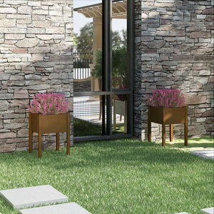 NNEVL Garden Planters 2 pcs Honey Brown 50x50x70 cm Solid Pinewood