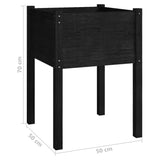 NNEVL Garden Planter Black 50x50x70 cm Solid Pinewood