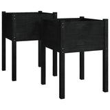 NNEVL Garden Planters 2 pcs Black 50x50x70 cm Solid Pinewood