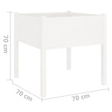 NNEVL Garden Planter White 70x70x70 cm Solid Pinewood