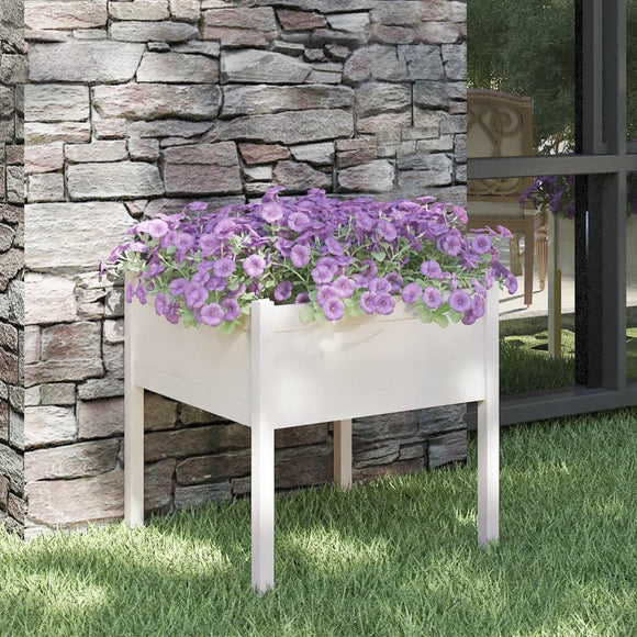 NNEVL Garden Planter White 70x70x70 cm Solid Pinewood