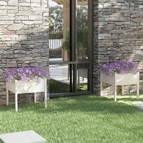 NNEVL Garden Planters 2 pcs White 70x70x70 cm Solid Pinewood