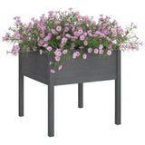 NNEVL Garden Planter Grey 70x70x70 cm Solid Pinewood