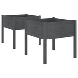 NNEVL Garden Planters 2 pcs Grey 70x70x70 cm Solid Pinewood