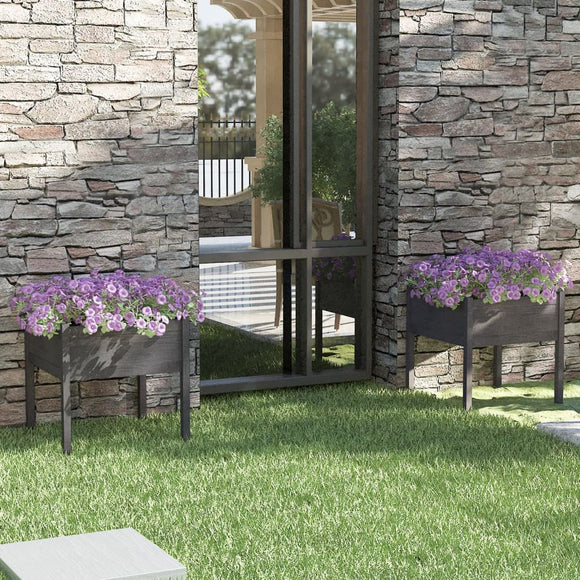 NNEVL Garden Planters 2 pcs Grey 70x70x70 cm Solid Pinewood