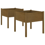 NNEVL Garden Planters 2 pcs Honey Brown 70x70x70 cm Solid Pinewood