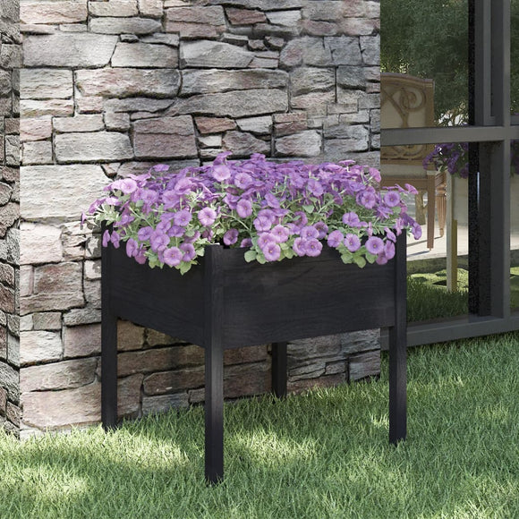 NNEVL Garden Planter Black 70x70x70 cm Solid Pinewood