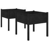 NNEVL Garden Planters 2 pcs Black 70x70x70 cm Solid Pinewood