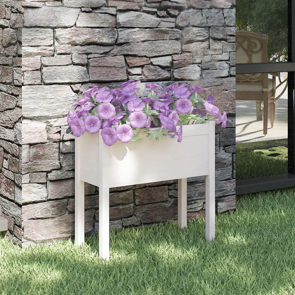 NNEVL Garden Planter White 70x31x70 cm Solid Pinewood
