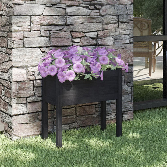 NNEVL Garden Planter Black 70x31x70 cm Solid Pinewood